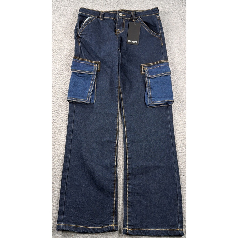 True‎ Religion Pants Ricky Cargo Relaxed Straight Womens 14 (26x27) Flap Pocket